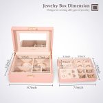 LANDICI Jewelry Organizer Box for Women Teen Girls,Large Jewelry Storage Case with Mirror,2 Layer Removable Stackable Tray,Leather Jewellery Display Holder for Ring Necklace Earring Bracelets,Grey - Image 6